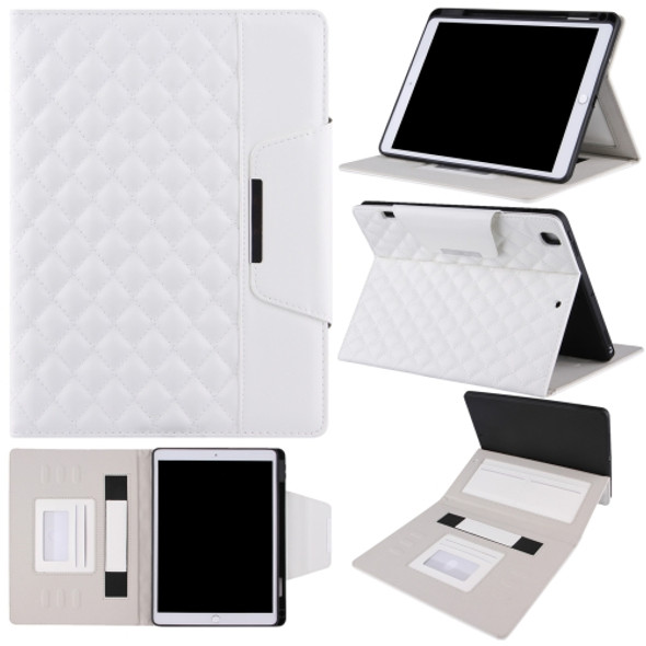 Checkered Pattern Horizontal Flip Leather Case with Holder & Card Slots & Hand Strap For iPad 9.7 (2018 / 2017) / Air 2 / Air / Pro 9.7 2016(White)