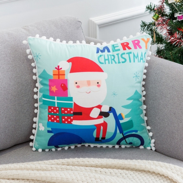 Christmas Velvet Pillowcase With Fur Balls, Without Pillow Core, Size: 45x45cm(Santa Claus)