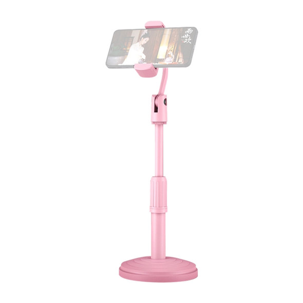 Desktop Stand Mobile Phone Tablet Live Broadcast Stand Telescopic Disc Stand, Style:Holder + Remote Control(Pink)