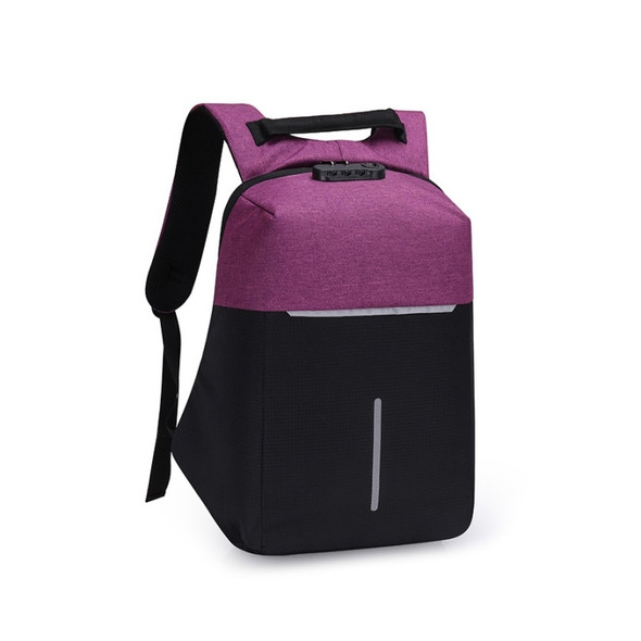 Multi-Function Oxford Portable Casual Double Shoulders School Bag Travel Backpack Bag with USB Charging (Purple)