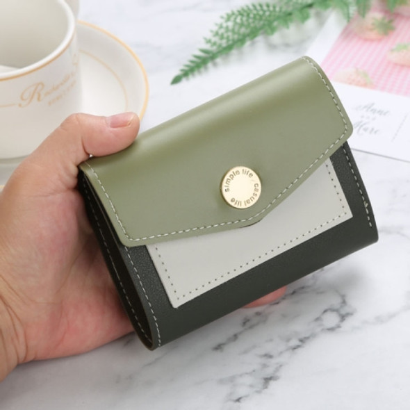 3 PCS Ladies Short Type PU Small Wallet Leather Coin Purse(Green)