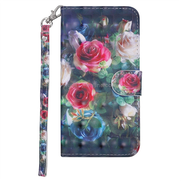 Rose Pattern Colored Drawing Horizontal Flip Leather Case for Huawei P30 Lite, with Holder & Card Slots & Wallet & Lanyard