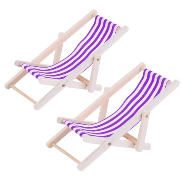 2 PCS 1:12 Beach Lounge Chair Simulation Model Outdoor Beach Scene Shooting Props Can Be Folded(Purple)