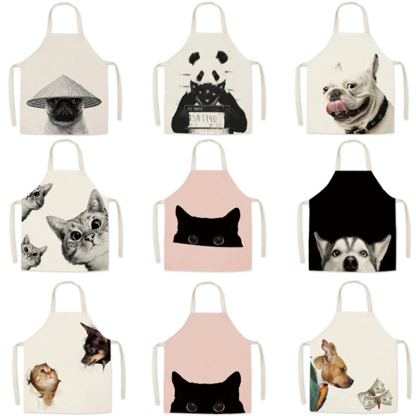 2 PCS Supermarket Household Kitchen Restaurant Workwear Sleeveless Apron, Specification: 45x56 cm(Cat Dog Series-7)