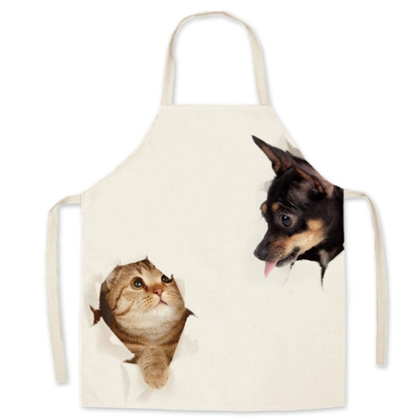 2 PCS Supermarket Household Kitchen Restaurant Workwear Sleeveless Apron, Specification: 45x56 cm(Cat Dog Series-7)