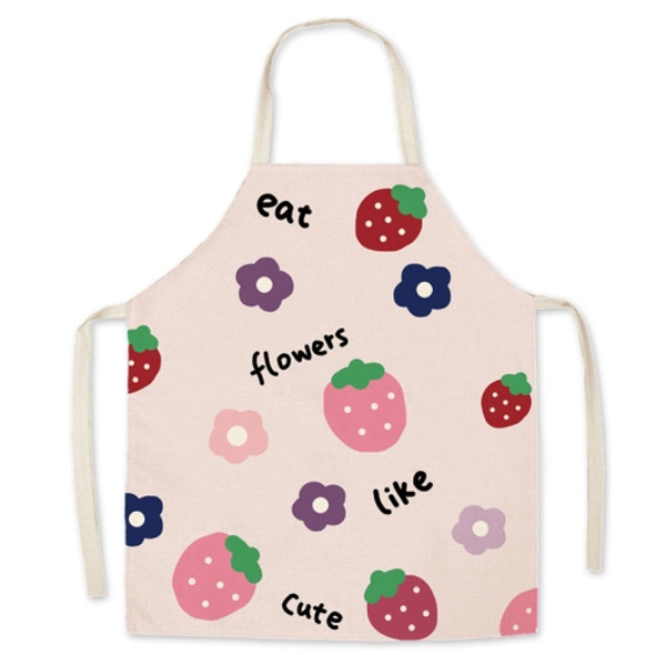 2 PCS Linen Fruit Printed Housework Sleeveless Apron, Specification: 45x56 cm(Flower)