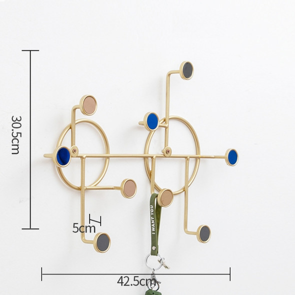 Wrought Iron Creative Hooks Nail-free Clothes Coat Hooks Bathroom Nail-free Perforated Wall Coat Hooks, Colour: Sequins Round Gold 9 Hooks