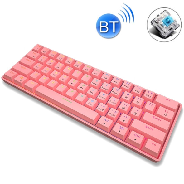 LEAVEN K28 61 Keys Gaming Office Computer RGB Wireless Bluetooth + Wired Dual Mode Mechanical Keyboard, Cabel Length:1.5m, Colour: Green Axis (Pink)