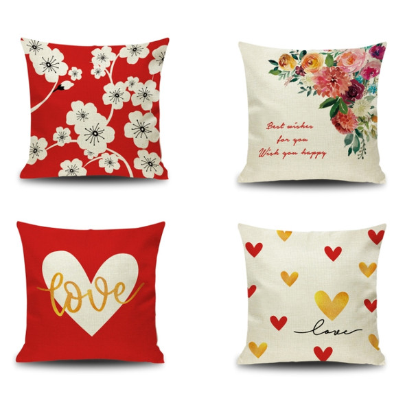 2 PCS Love Couple Valentine Day Gift Linen Pillowcase Car Sofa Cushion, Without Pillow Core, Size: 45x45cm(R-PQL001)
