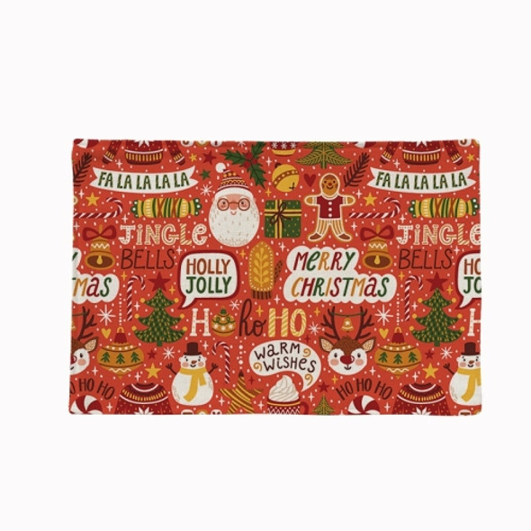 Cotton Linen Christmas Western Food Insulation Table Mat Household Table Non-Slip Coaster, Specification: Double Layer Thicken(Joyful Christmas)