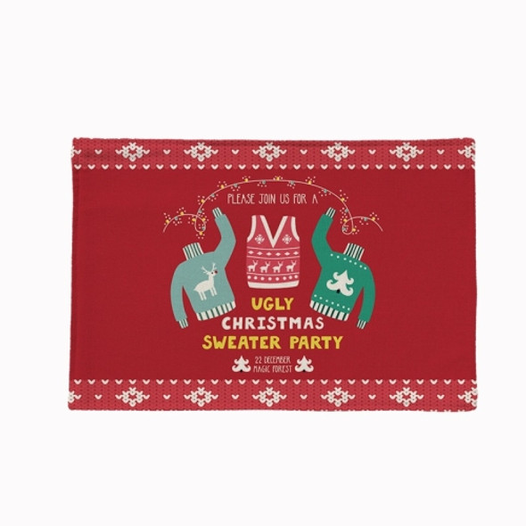 Cotton Linen Christmas Western Food Insulation Table Mat Household Table Non-Slip Coaster, Specification: Double Layer+Anti-slip Point(Sweater)