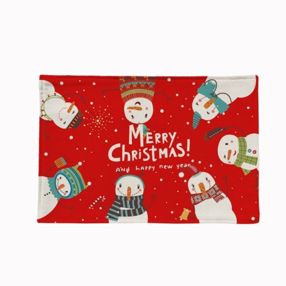 Cotton Linen Christmas Western Food Insulation Table Mat Household Table Non-Slip Coaster, Specification:  Single Side(Snowman)