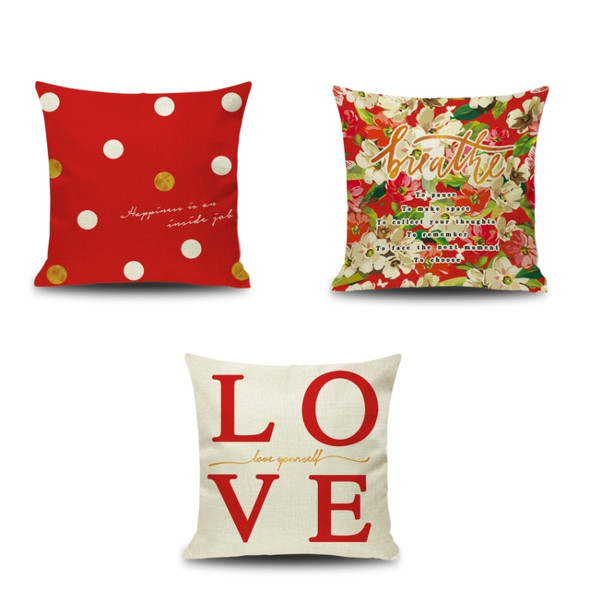 2 PCS Love Couple Valentine Day Gift Linen Pillowcase Car Sofa Cushion, Without Pillow Core, Size: 45x45cm(R-PQL005)