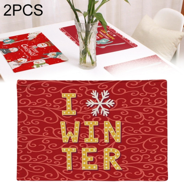 2 PCS Flax Christmas Western Food Insulation Table Mat Household Table Non-Slip Coaster, Specification:Double Layer(Win)
