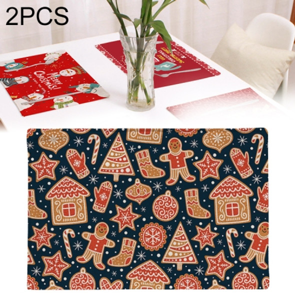 2 PCS Flax Christmas Western Food Insulation Table Mat Household Table Non-Slip Coaster, Specification:Double Layer(Christmas Small Gift)