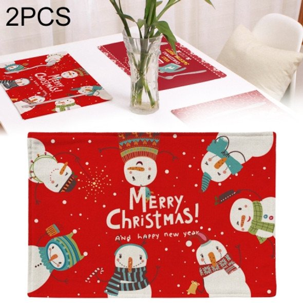 2 PCS Flax Christmas Western Food Insulation Table Mat Household Table Non-Slip Coaster, Specification:Double Layer(Snowman)