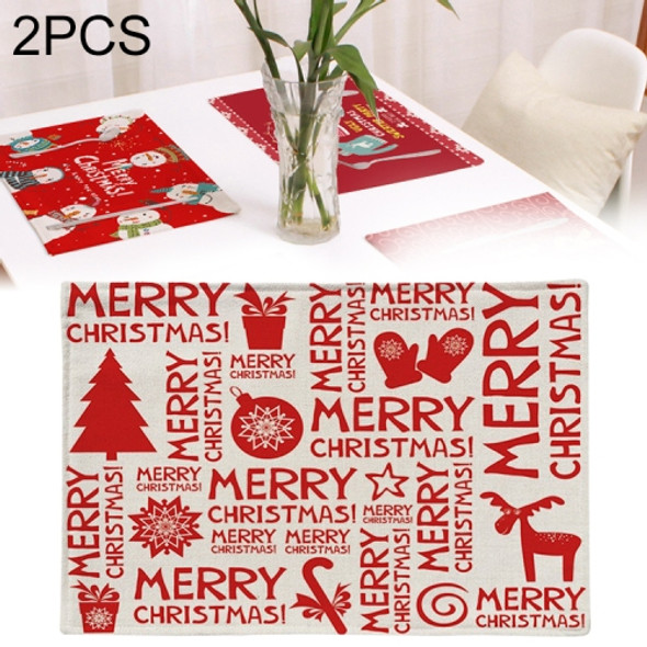 2 PCS Flax Christmas Western Food Insulation Table Mat Household Table Non-Slip Coaster, Specification:Single Side(Christmas)