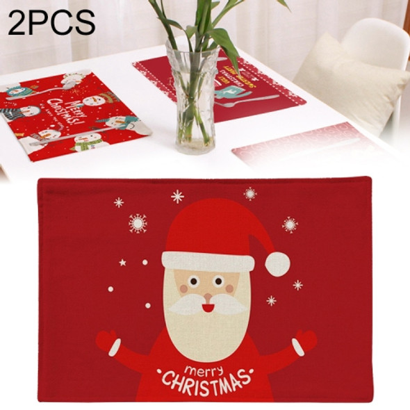 2 PCS Flax Christmas Western Food Insulation Table Mat Household Table Non-Slip Coaster, Specification:Double Layer(Santa Claus)