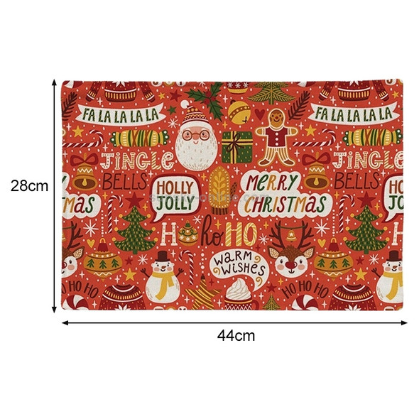 2 PCS Flax Christmas Western Food Insulation Table Mat Household Table Non-Slip Coaster, Specification:Double Layer(Joyful Christmas)