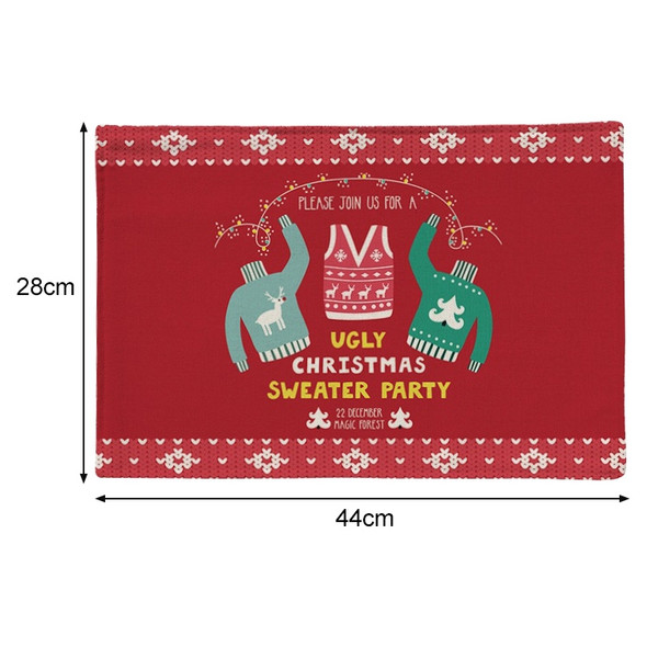 2 PCS Flax Christmas Western Food Insulation Table Mat Household Table Non-Slip Coaster, Specification:Single Side(Sweater)