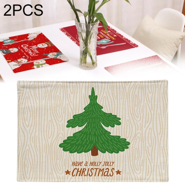 2 PCS Flax Christmas Western Food Insulation Table Mat Household Table Non-Slip Coaster, Specification:Single Side(Tree)