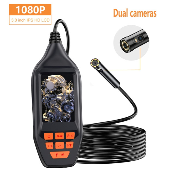 M30 1080P 5.5mm Dual Lens HD Industrial Digital Endoscope with 3.0 inch TFT Screen, Cable Length: 5m Hard Cable(Black)