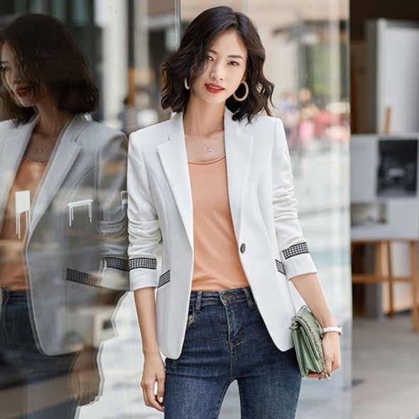 Business Wear Fashion Casual Suit Work Clothes Suit Jacket (Color:White Size:S)