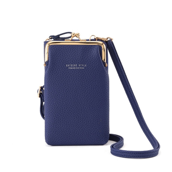 BATSIOE Women Mobile Phone Bag Wallet Large-Capacity Mid-Length Zipper Messenger Shoulder Bag(Navy Blue)
