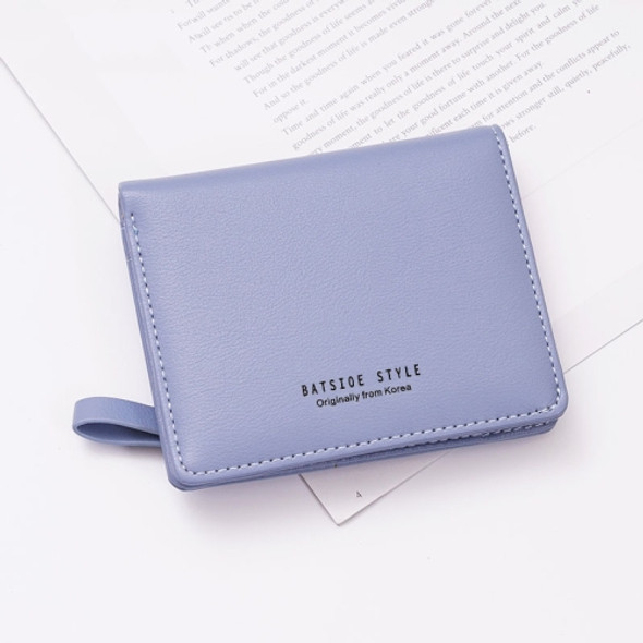 BATSIOE Short Type Ladies Wallet Small Fresh Two-Fold Student Bag Simple Multi-Card Coin Purse(Blue)