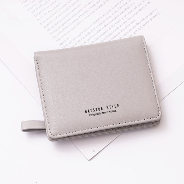 BATSIOE Short Type Ladies Wallet Small Fresh Two-Fold Student Bag Simple Multi-Card Coin Purse(Gray)