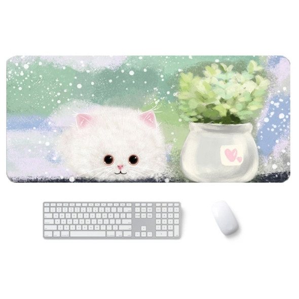 300x800x4mm illustration Cartoon Pattern Waterproof Non-Slip Mouse Pad(Shy Cat)