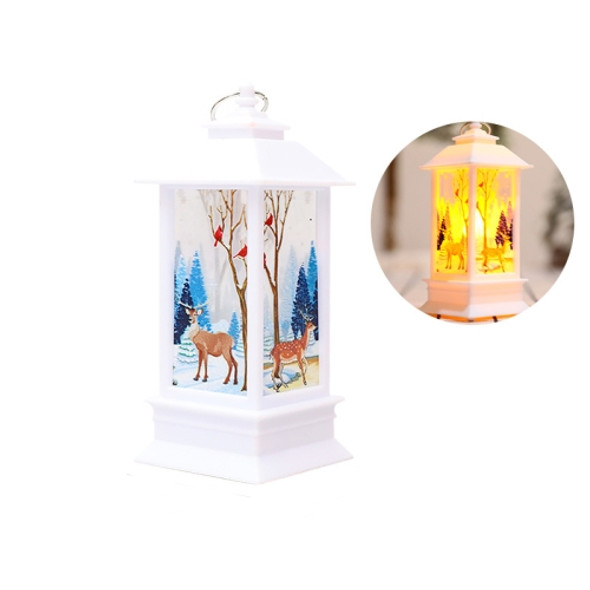 Christmas Flame Lantern Christmas Decoration LED Luminous Ornament Candlestick Lamp, Size: Large 77 x 77 x 195mm( White Elk)