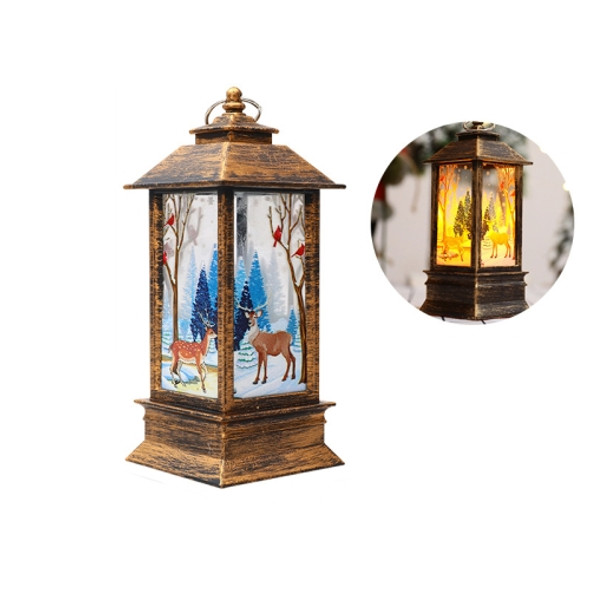 Christmas Flame Lantern Christmas Decoration LED Luminous Ornament Candlestick Lamp, Size: Large 77 x 77 x 195mm(Bronze Elk)