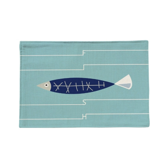 Cotton And Linen Single Side Mediterranean Simple Fresh Geometric Placemat Potholder Table Mat(Small Bluefish)