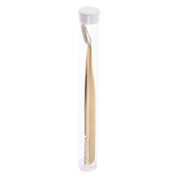 6 PCS Stainless Steel Marriage Accepted Eyelashes Tweezers Eyebrow Combing Tweezers, Color Classification: Golden (PVC Tube)