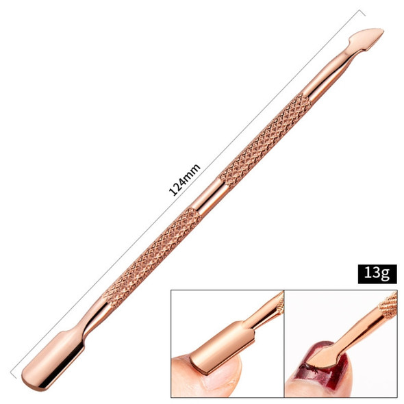 3 PCS Stainless Steel Rose Gold Double-Headed Steel Push Dead Skin Scissors Nail Set,Style: 04 Small Head