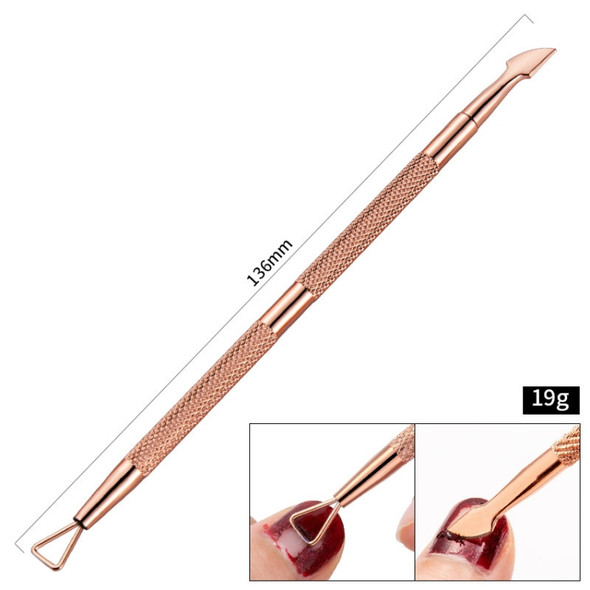 3 PCS Stainless Steel Rose Gold Double-Headed Steel Push Dead Skin Scissors Nail Set,Style: 06  Small Head