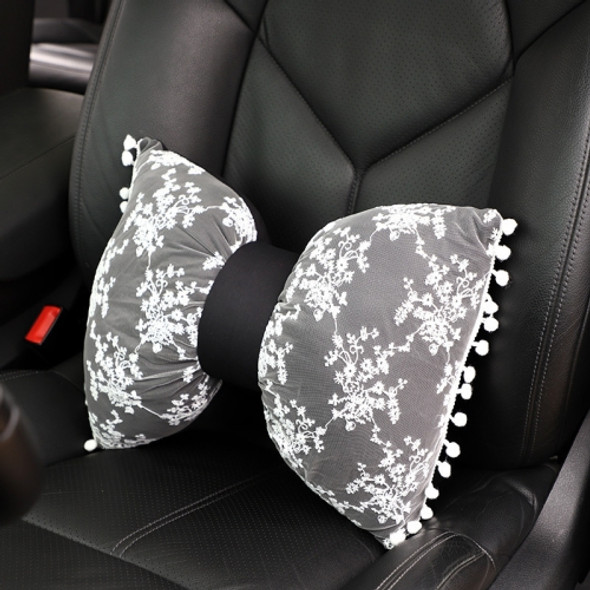 Car Lace Head Waist Pillow Elastic Cotton Neck Pillow Waist Pad Car Female Decorative Supplies, Colour: Black Lumbar Pillow
