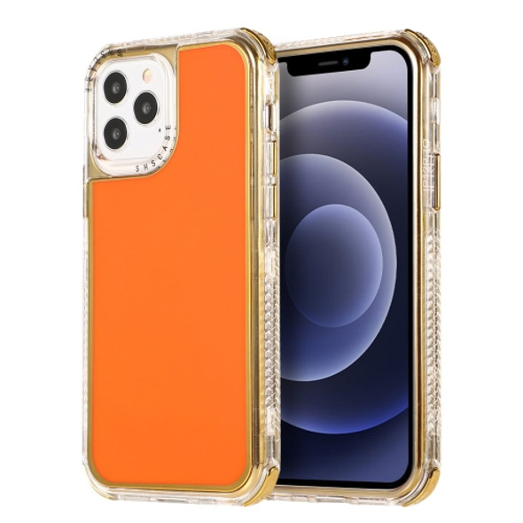 3 in 1 Dreamland Electroplating Solid Color TPU + Transparent Border Protective Case For iPhone 11 Pro(Orange)