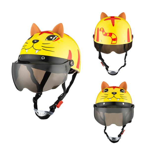 BYB 810 Children Cartoon Electric Motorcycle Helmet, Specification: Tea Color Short Lens(Summer Tiger)