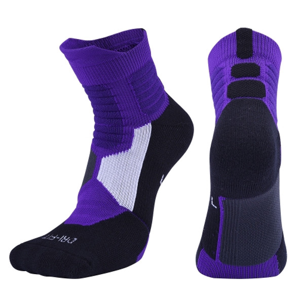 2 Pairs Antibacterial Terry Socks Basketball Socks Men And Women Adult Sports Socks, Size: S 31-34 Yards(Purple)