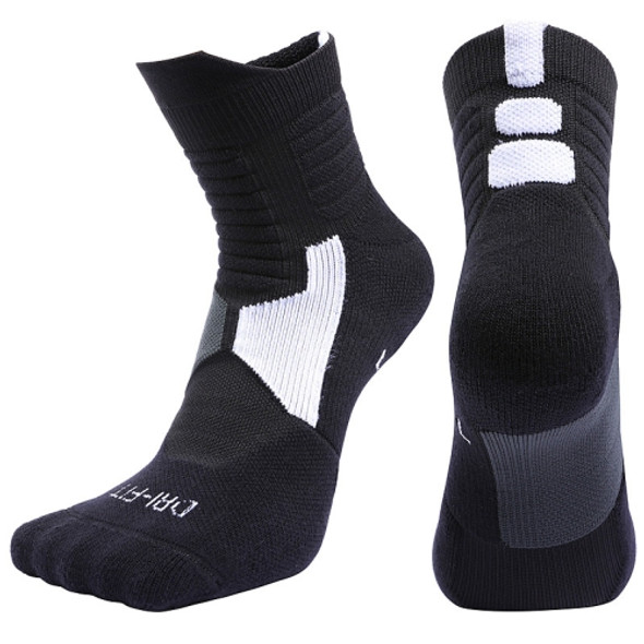 2 Pairs Antibacterial Terry Socks Basketball Socks Men And Women Adult Sports Socks, Size: L 39-42 Yards(Black)