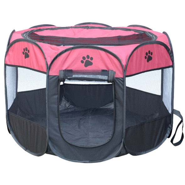 Fashion Oxford Cloth Waterproof Dog Tent Foldable Octagonal Outdoor Pet Fence, S, Size: 73 x 73 x 43cm(Magenta)