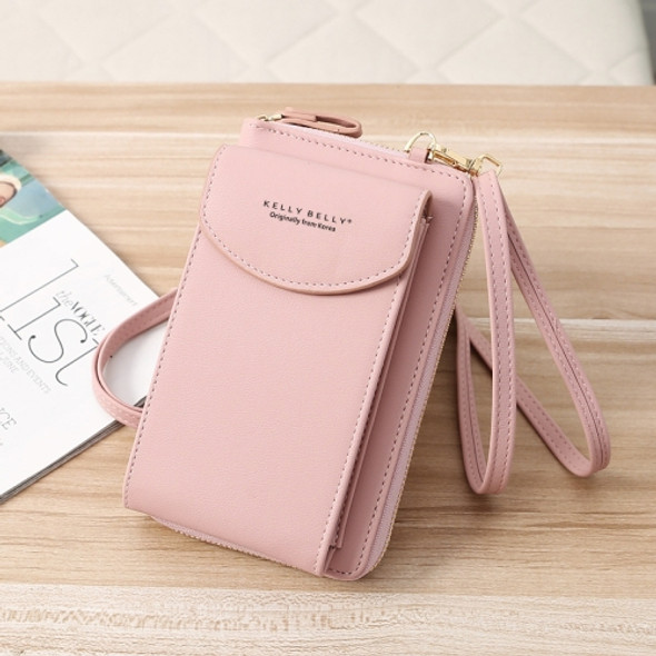 Kelly Belly B8591 Women Mobile Phone Bag Messenger Bag Long Type PU Shoulder Bag Multi-Purpose Coin Purse(Dark Pink)