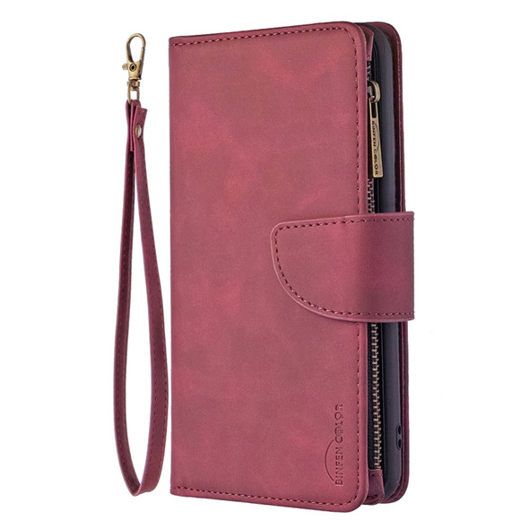 For Samsung Galaxy Note10 Skin Feel Detachable Magnetic Zipper Horizontal Flip PU Leather Case with Multi-Card Slots & Holder & Wallet & Photo Frame & Lanyard(Red)