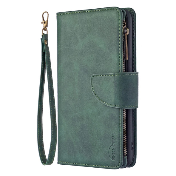 For Samsung Galaxy Note10 Skin Feel Detachable Magnetic Zipper Horizontal Flip PU Leather Case with Multi-Card Slots & Holder & Wallet & Photo Frame & Lanyard(Green)