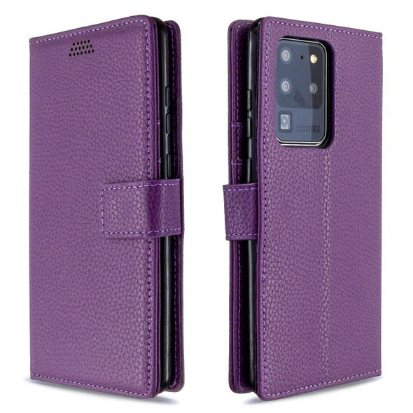 For Sansung Galaxy S20 Ultra Litchi Texture Horizontal Flip Leather Case with Holder & Card Slots & Wallet & Photo Frame(Purple)