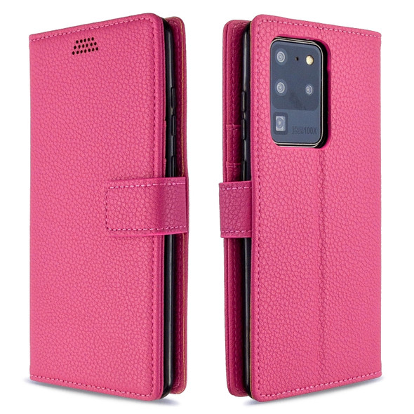 For Sansung Galaxy S20 Ultra Litchi Texture Horizontal Flip Leather Case with Holder & Card Slots & Wallet & Photo Frame(Rose)