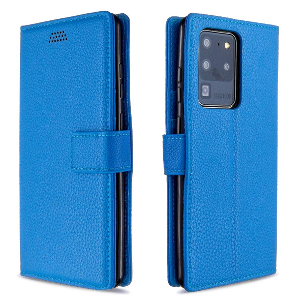 For Sansung Galaxy S20 Ultra Litchi Texture Horizontal Flip Leather Case with Holder & Card Slots & Wallet & Photo Frame(Blue)