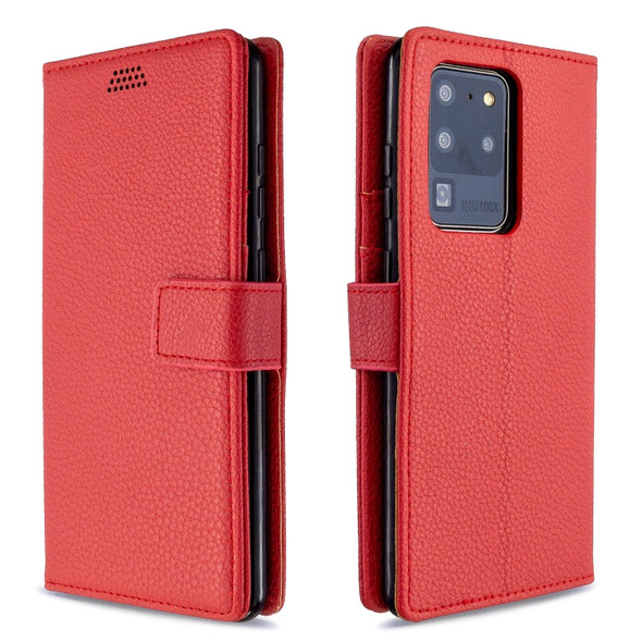 For Sansung Galaxy S20 Ultra Litchi Texture Horizontal Flip Leather Case with Holder & Card Slots & Wallet & Photo Frame(Red)